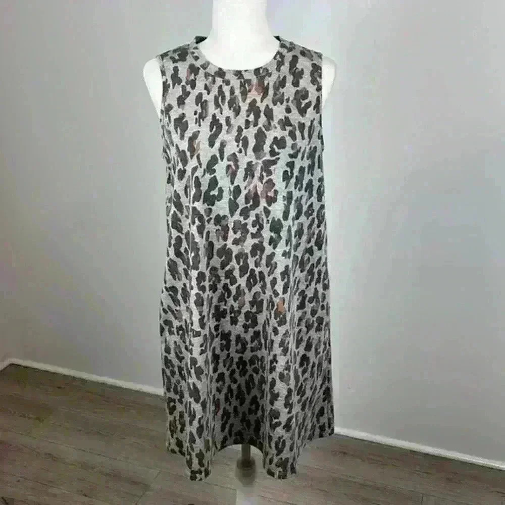 Apt. 9 Grey Sleeveless Cheetah Print Dress Size M